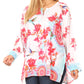 Sakkas Linea Women's Casual Floral Print Long Sleeve Swing Boho Pullover Tunic Top
