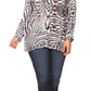 Sakkas Ditta Women's Casual Loose Long Sleeve Print Button Down Shirt Tunic Blouse