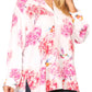 Sakkas Fara Women's Casual Floral Print Lightweight Long Sleeve Blouse Tunic Top