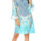 Sakkas Riza Women's Off Shoulder Long Sleeve Tunic Shirt Short Dress with Print