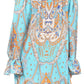 Sakkas Riza Women's Off Shoulder Long Sleeve Tunic Shirt Short Dress with Print