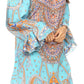 Sakkas Riza Women's Off Shoulder Long Sleeve Tunic Shirt Short Dress with Print