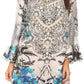 Sakkas Riza Women's Off Shoulder Long Sleeve Tunic Shirt Short Dress with Print