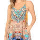 Sakkas Bette Women's Casual Boho Loose Printed Spaghetti Strap Top Tank Camisole