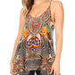 Sakkas Bette Women's Casual Boho Loose Printed Spaghetti Strap Top Tank Camisole