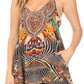 Sakkas Bette Women's Casual Boho Loose Printed Spaghetti Strap Top Tank Camisole