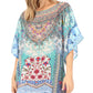 Sakkas Ella Women's Casual Short Sleeve Boxy Trendy Print Boho Blouse Top Tunic
