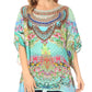 Sakkas Ella Women's Casual Short Sleeve Boxy Trendy Print Boho Blouse Top Tunic