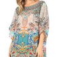 Sakkas Ella Women's Casual Short Sleeve Boxy Trendy Print Boho Blouse Top Tunic