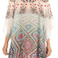 Sakkas Tanya Women's Short Sleeve Floral Print Loose Blouse Tunic V-neck Silky