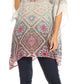 Sakkas Tanya Women's Short Sleeve Floral Print Loose Blouse Tunic V-neck Silky