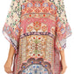 Sakkas Tanya Women's Short Sleeve Floral Print Loose Blouse Tunic V-neck Silky