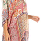 Sakkas Tanya Women's Short Sleeve Floral Print Loose Blouse Tunic V-neck Silky