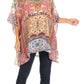 Sakkas Tanya Women's Short Sleeve Floral Print Loose Blouse Tunic V-neck Silky