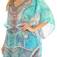 Sakkas Tanya Women's Short Sleeve Floral Print Loose Blouse Tunic V-neck Silky