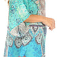 Sakkas Tanya Women's Short Sleeve Floral Print Loose Blouse Tunic V-neck Silky