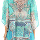 Sakkas Tanya Women's Short Sleeve Floral Print Loose Blouse Tunic V-neck Silky
