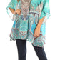 Sakkas Tanya Women's Short Sleeve Floral Print Loose Blouse Tunic V-neck Silky