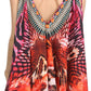 Sakkas Nasreen Sleeveless Printed V-Neck Tank Trapeze Caftan Adjustable Straps