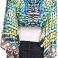 Sakkas Amita Printed Embellished Kaftan Front Tie Kimono Sleeve Crop Top Shrug