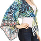 Sakkas Amita Printed Embellished Kaftan Front Tie Kimono Sleeve Crop Top Shrug