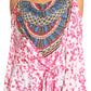 Sakkas Bosede Off Shoulder Bell Sleeve Casual Top Blouse w/Print and Rhimestones
