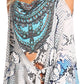 Sakkas Bosede Off Shoulder Bell Sleeve Casual Top Blouse w/Print and Rhimestones