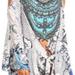 Sakkas Bosede Off Shoulder Bell Sleeve Casual Top Blouse w/Print and Rhimestones