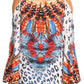 Sakkas Bosede Off Shoulder Bell Sleeve Casual Top Blouse w/Print and Rhimestones
