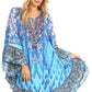 Sakkas Delu Flowy V Neck Blouse Top with Ruffled Trim and Rhinestones