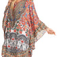 Sakkas Delu Flowy V Neck Blouse Top with Ruffled Trim and Rhinestones