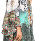 Sakkas Delu Flowy V Neck Blouse Top with Ruffled Trim and Rhinestones