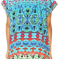 Sakkas Lesedi Top Blouse With Cap Sleeves Colorful Print and Rhinestones