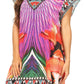 Sakkas Lesedi Top Blouse With Cap Sleeves Colorful Print and Rhinestones