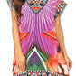 Sakkas Lesedi Top Blouse With Cap Sleeves Colorful Print and Rhinestones