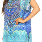 Sakkas Lesedi Top Blouse With Cap Sleeves Colorful Print and Rhinestones