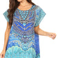 Sakkas Lesedi Top Blouse With Cap Sleeves Colorful Print and Rhinestones