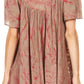 Sakkas Audry Flutter Sleeve V-Neck Batik Top with Sequins and Embroidery