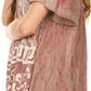 Sakkas Audry Flutter Sleeve V-Neck Batik Top with Sequins and Embroidery
