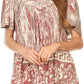 Sakkas Audry Flutter Sleeve V-Neck Batik Top with Sequins and Embroidery