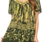 Sakkas Audry Flutter Sleeve V-Neck Batik Top with Sequins and Embroidery