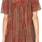 Sakkas Audry Flutter Sleeve V-Neck Batik Top with Sequins and Embroidery