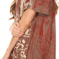 Sakkas Audry Flutter Sleeve V-Neck Batik Top with Sequins and Embroidery