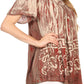 Sakkas Audry Flutter Sleeve V-Neck Batik Top with Sequins and Embroidery