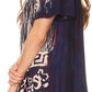 Sakkas Audry Flutter Sleeve V-Neck Batik Top with Sequins and Embroidery