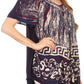 Sakkas Audry Flutter Sleeve V-Neck Batik Top with Sequins and Embroidery