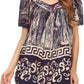 Sakkas Audry Flutter Sleeve V-Neck Batik Top with Sequins and Embroidery