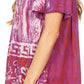 Sakkas Audry Flutter Sleeve V-Neck Batik Top with Sequins and Embroidery