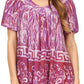 Sakkas Audry Flutter Sleeve V-Neck Batik Top with Sequins and Embroidery