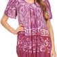 Sakkas Audry Flutter Sleeve V-Neck Batik Top with Sequins and Embroidery